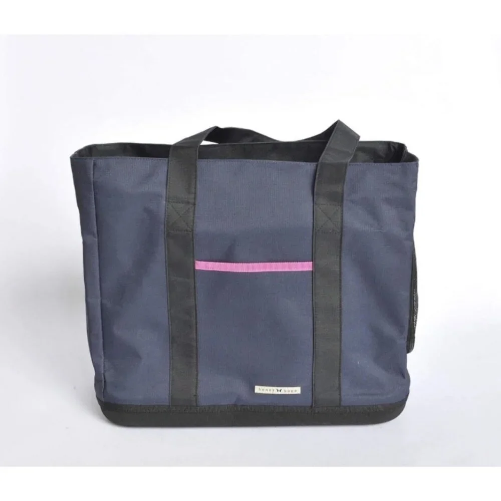Pet Carrier Tote Navy Mesh Ends & Top Zipper Openings Cats Small Dogs